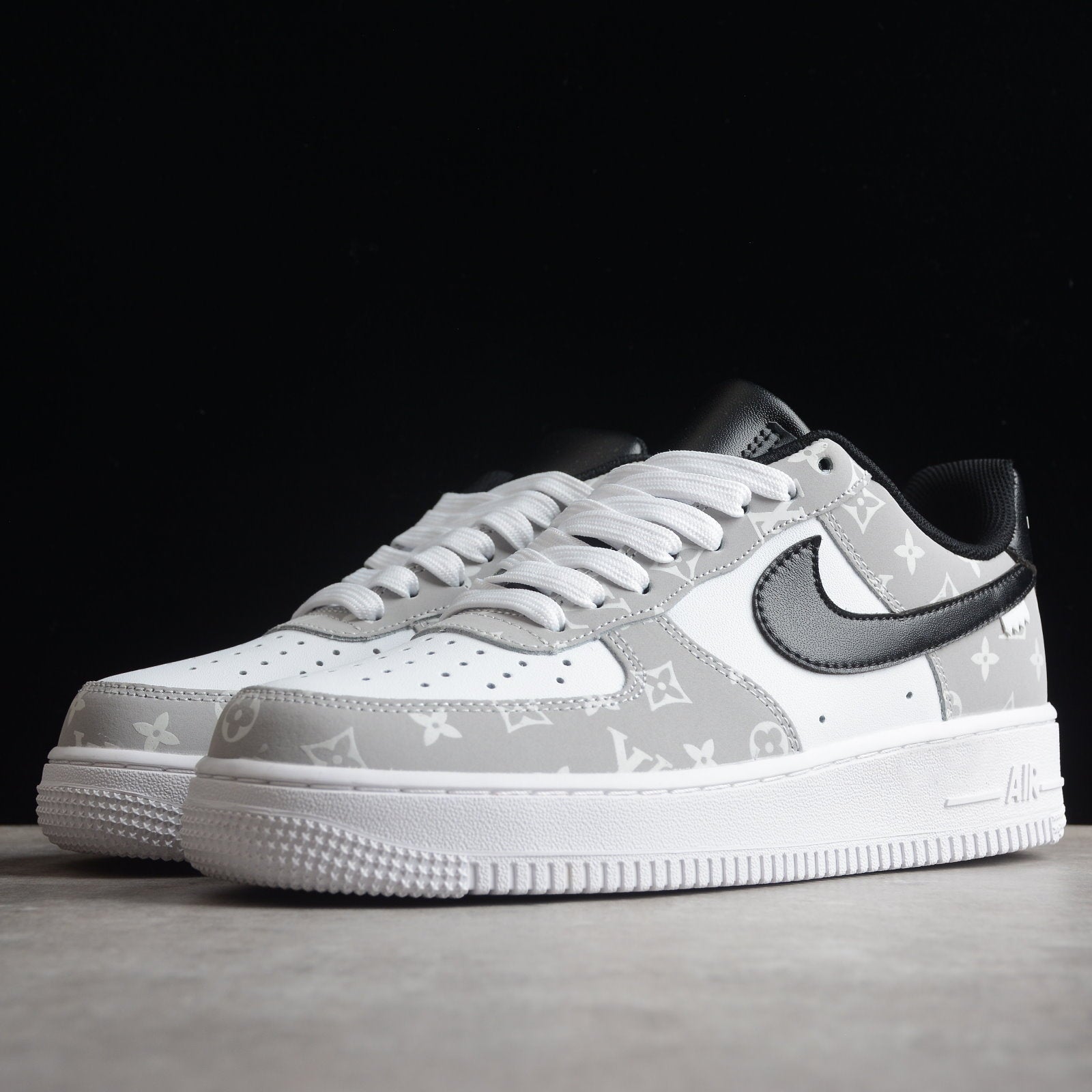 Custom Air Force 1 White Grey LV Pattern