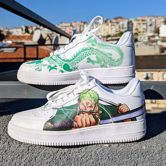 Custom Air Force 1 White One Piece Character And Green Dragon Design-shecustomize