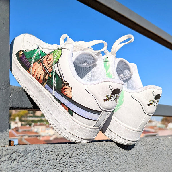 Custom Air Force 1 White One Piece Character And Green Dragon Design-shecustomize