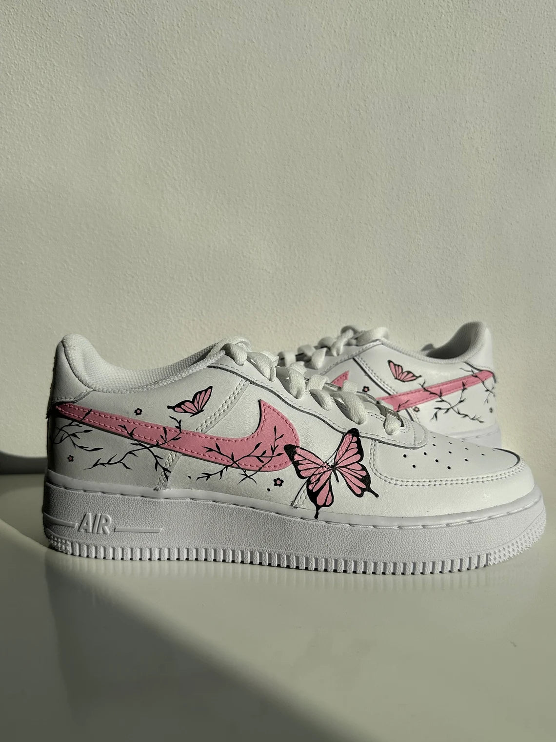 Custom Air Force 1 White Pink Butterflies-shecustomize