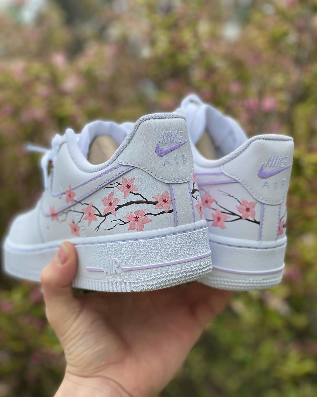 Custom Air Force 1 White Pink Cherry Blossom Pattern-shecustomize