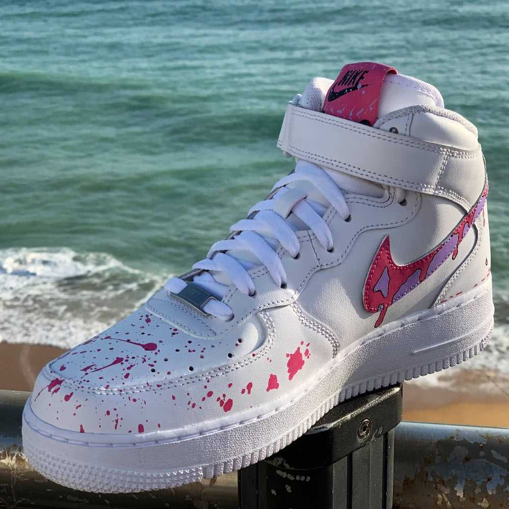 Custom Air Force 1 White Pink Splatter