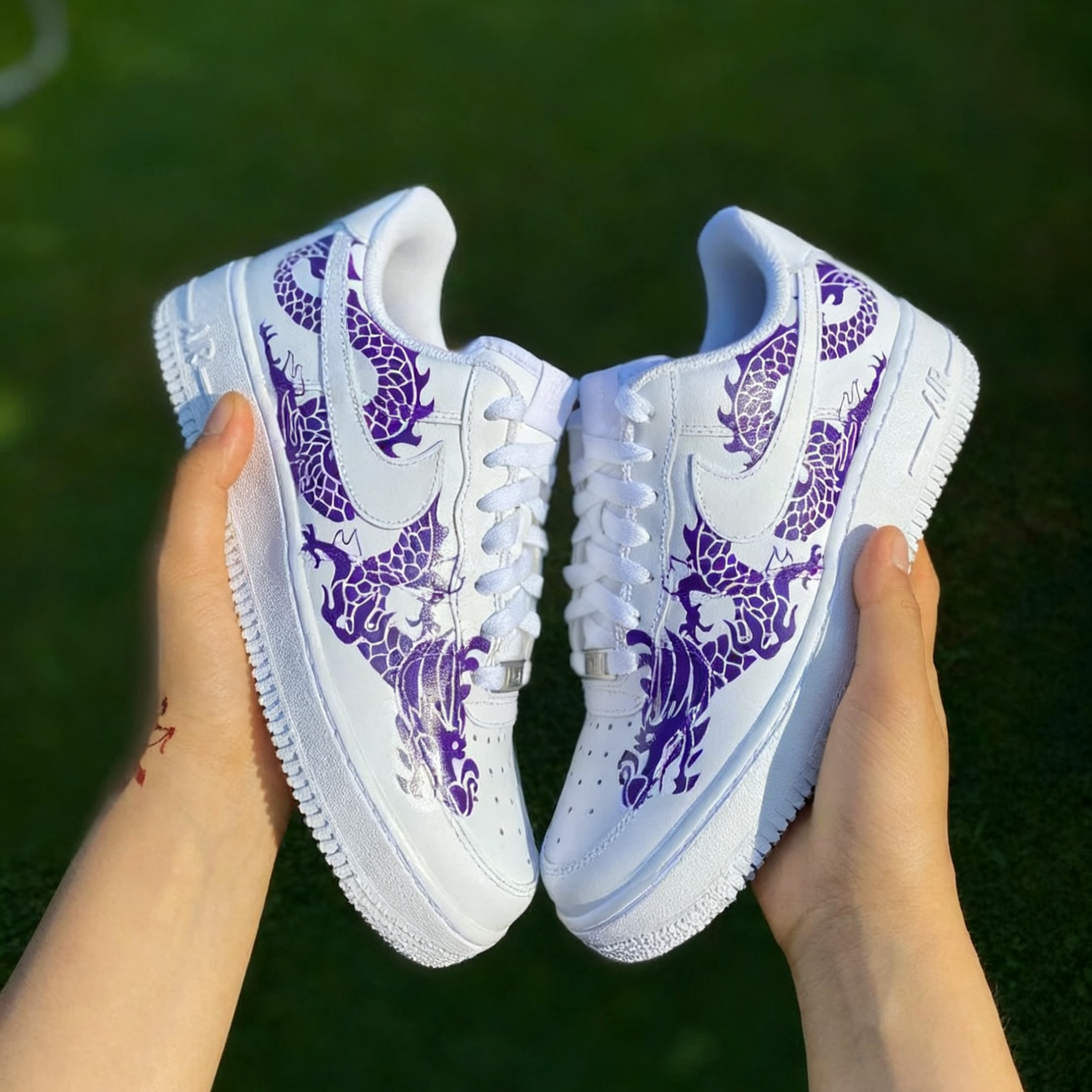 Custom Air Force 1 White Purple Dragon Pattern-shecustomize