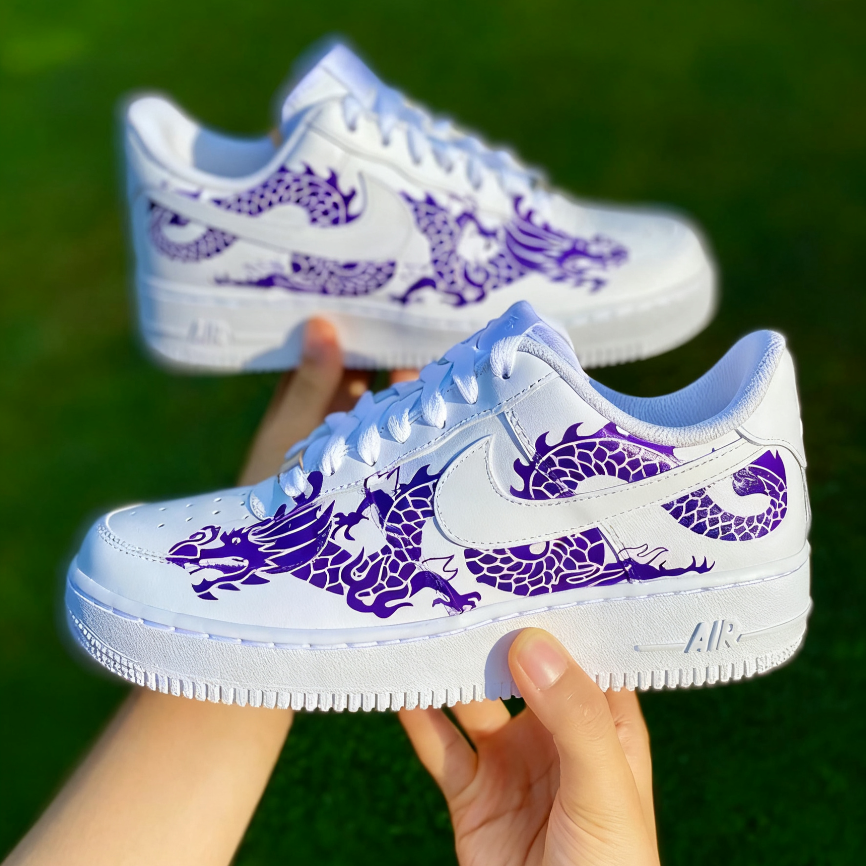 Custom Air Force 1 White Purple Dragon Pattern-shecustomize