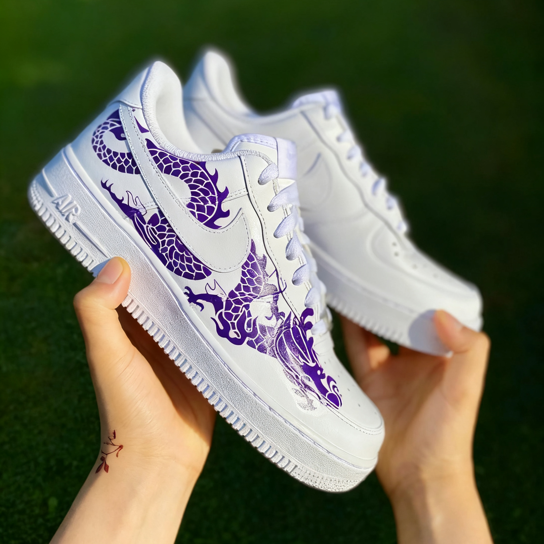 Custom Air Force 1 White Purple Dragon Pattern-shecustomize