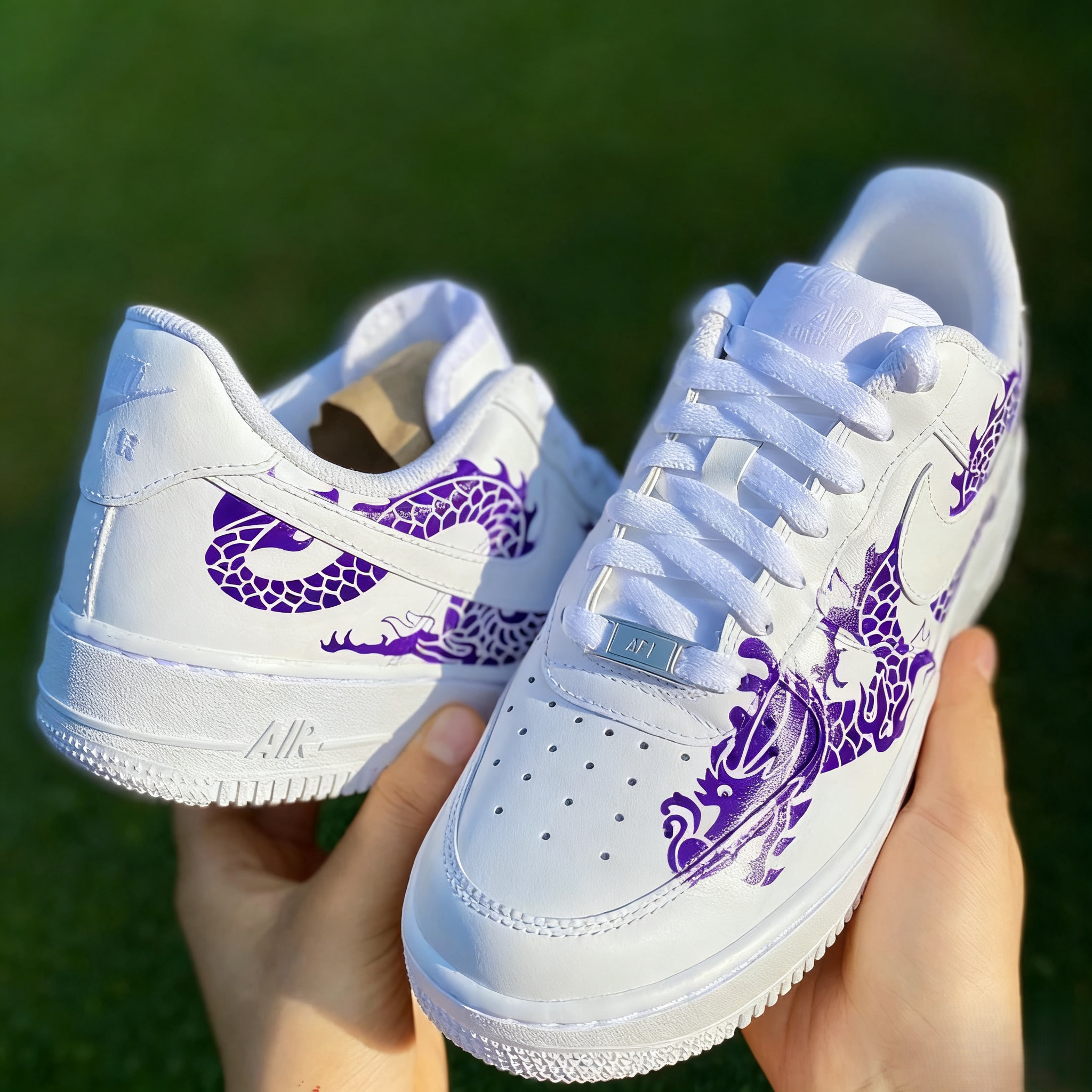 Custom Air Force 1 White Purple Dragon Pattern-shecustomize