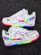 Custom Air Force 1 White Rainbow Drip Pattern-shecustomize