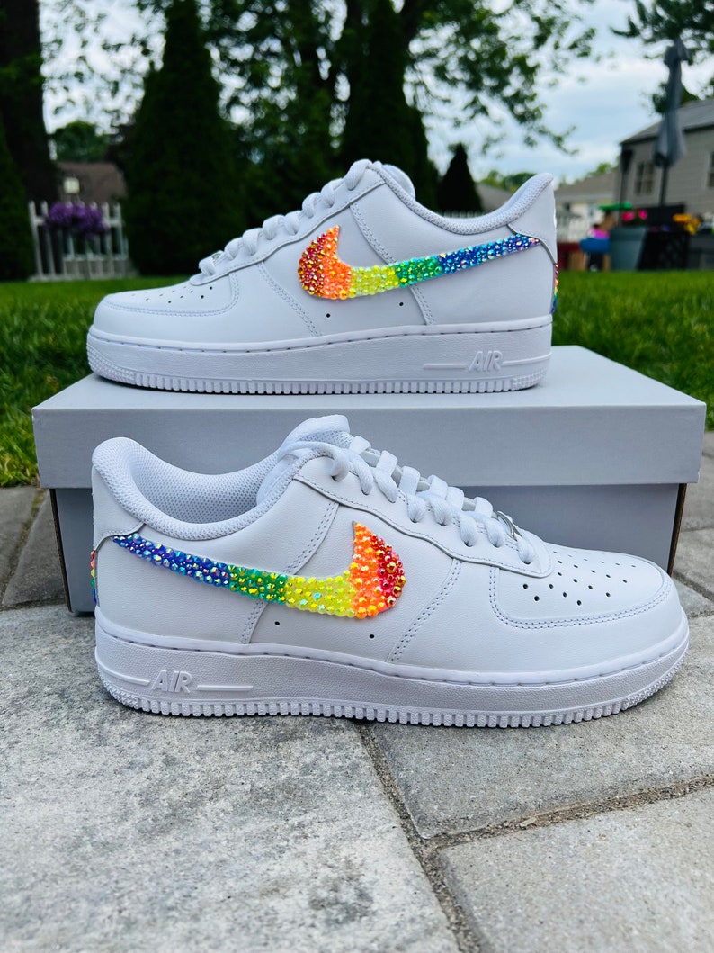 Custom Air Force 1 White Rainbow Glitter
