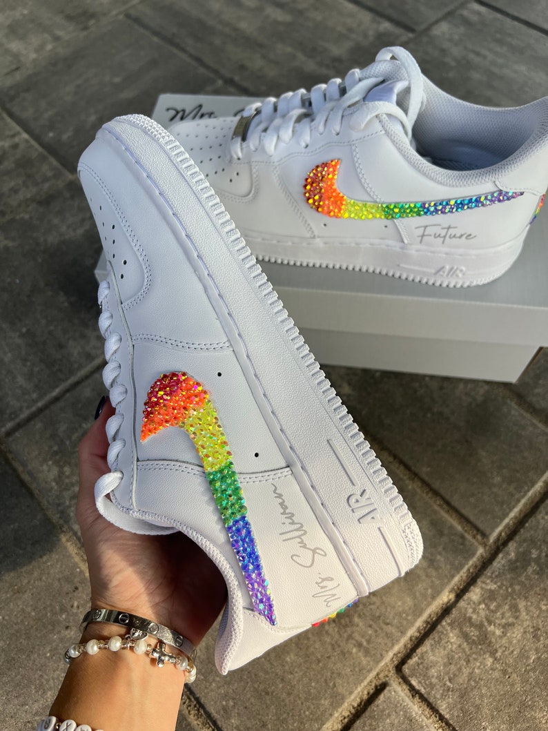 Custom Air Force 1 White Rainbow Glitter