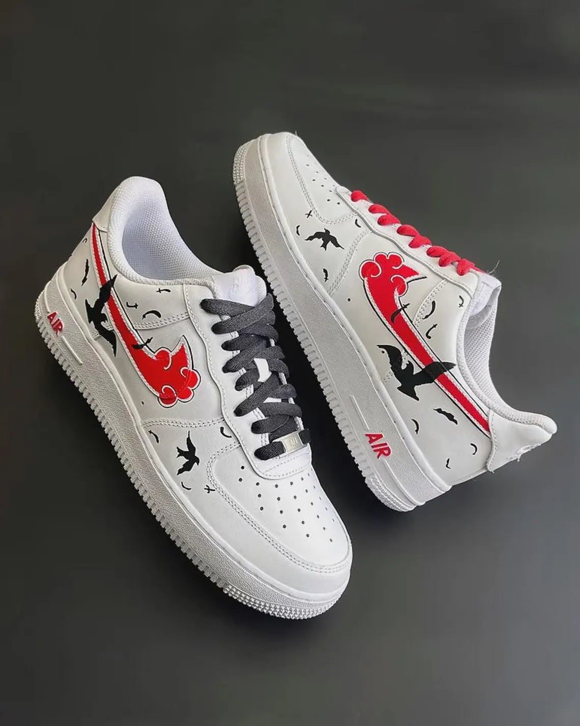 Custom Air Force 1 White Red Black Birds And Clouds-shecustomize