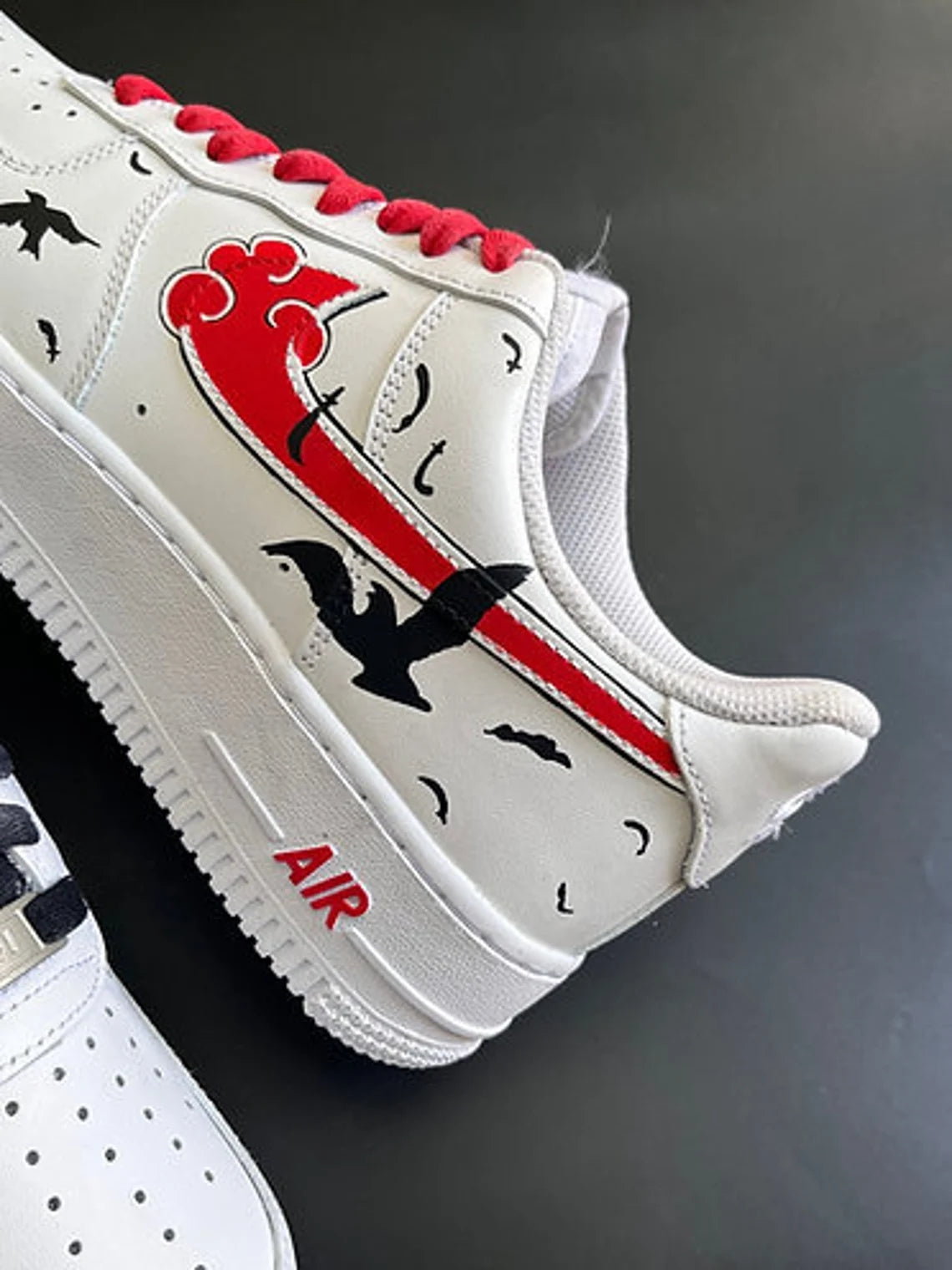 Custom Air Force 1 White Red Black Birds And Clouds-shecustomize