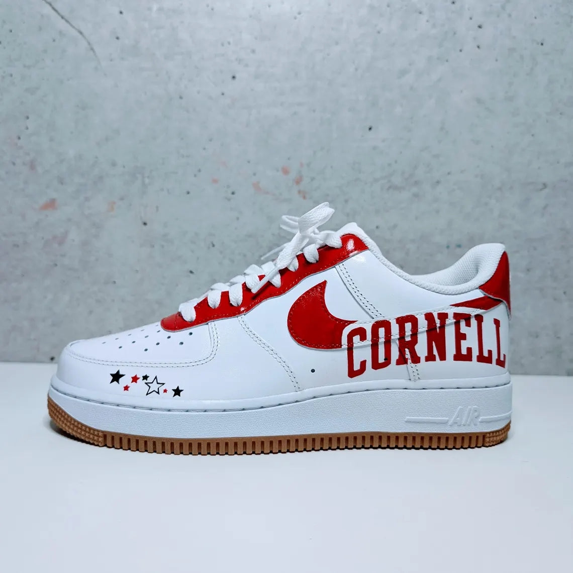 Custom Air Force 1 White Red Cornell Theme With Stars-shecustomize