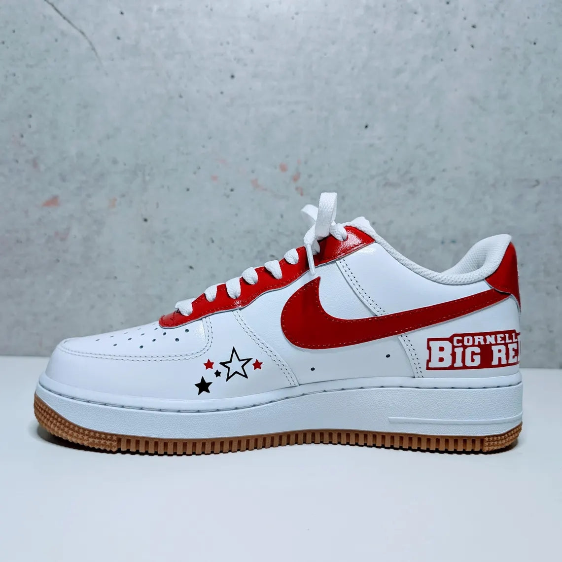 Custom Air Force 1 White Red Cornell Theme With Stars-shecustomize