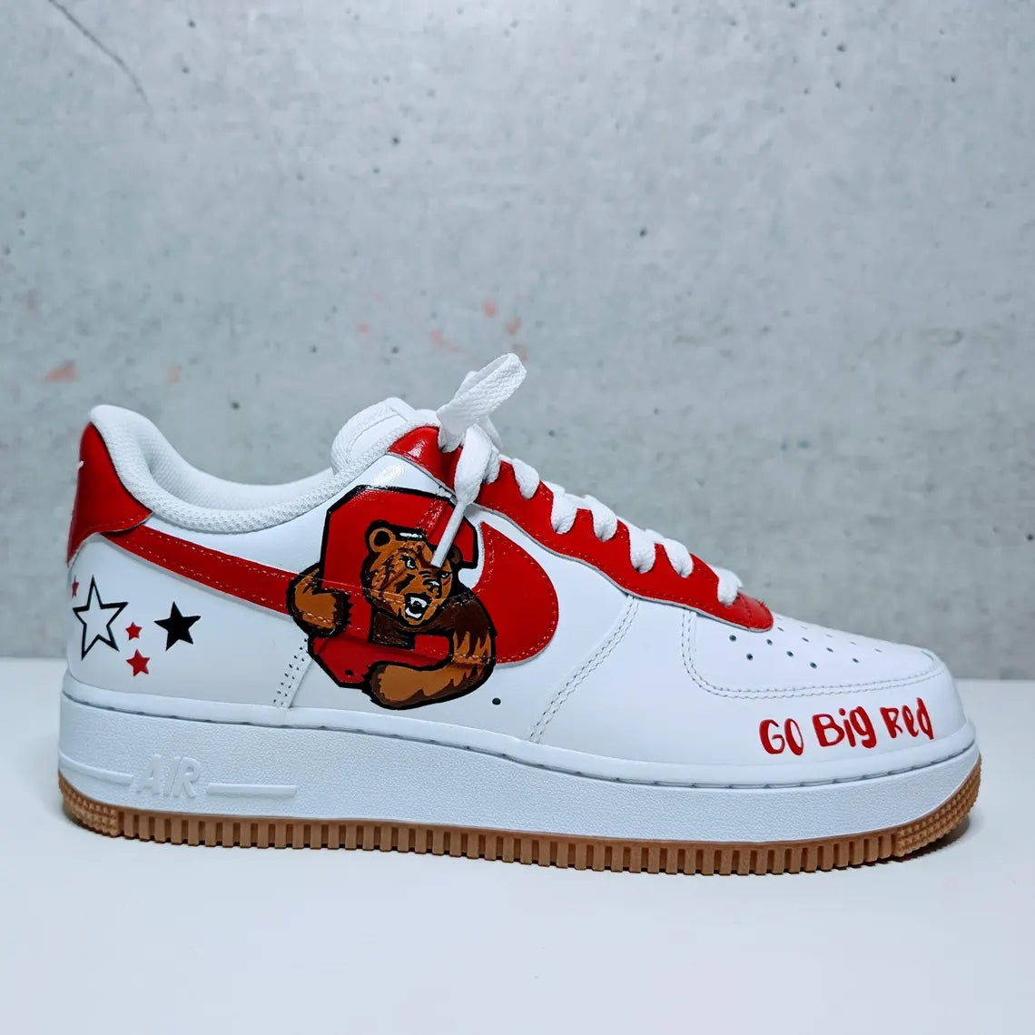 Custom Air Force 1 White Red Cornell Theme With Stars-shecustomize