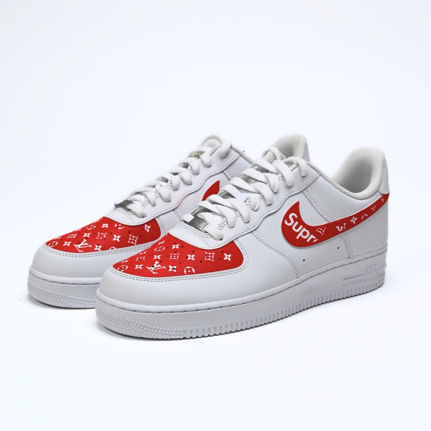 Custom Air Force 1 White Red LV Pattern