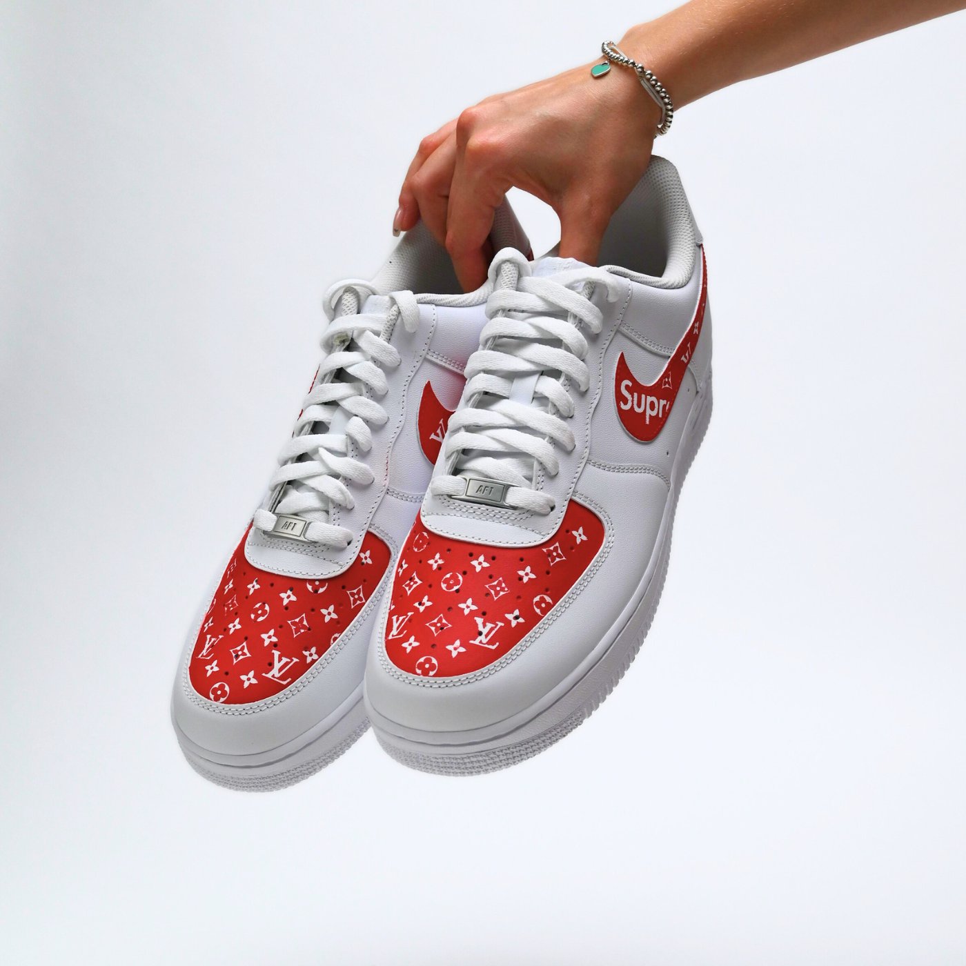 Custom Air Force 1 White Red LV Pattern
