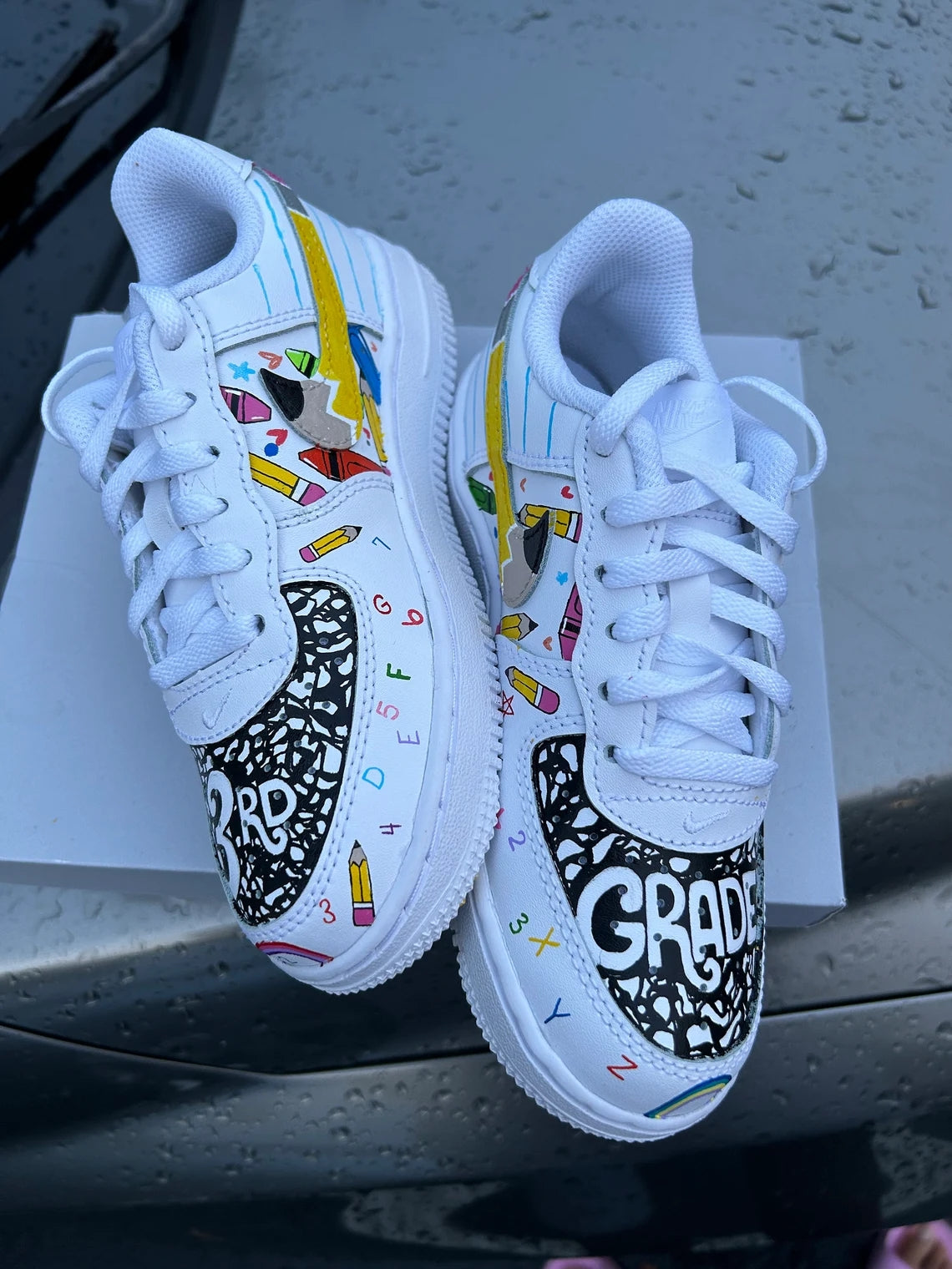 Custom Air Force 1 White School Supplies Theme Cartoon-shecustomize