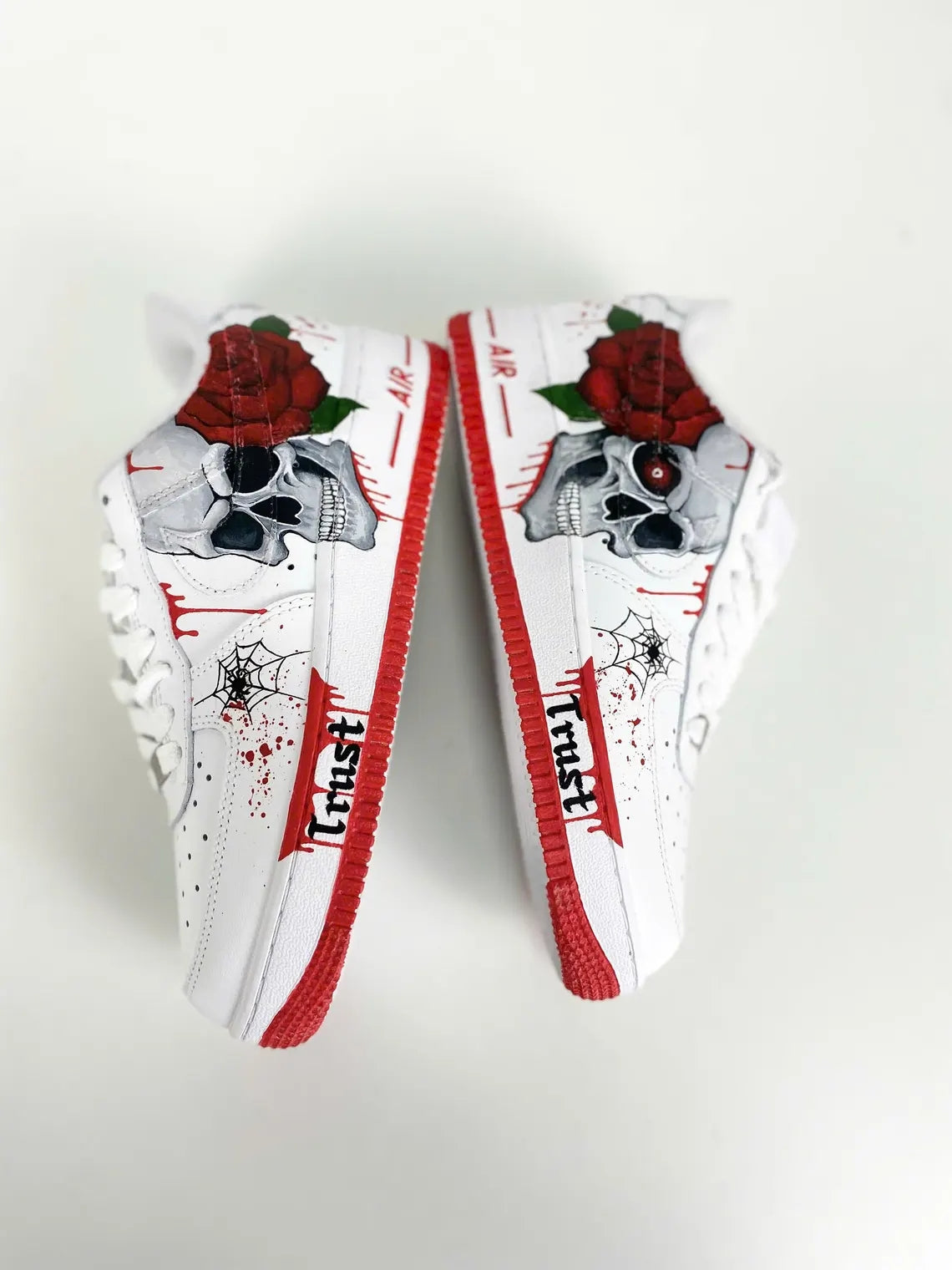 Custom Air Force 1 White Skull And Rose Design-shecustomize