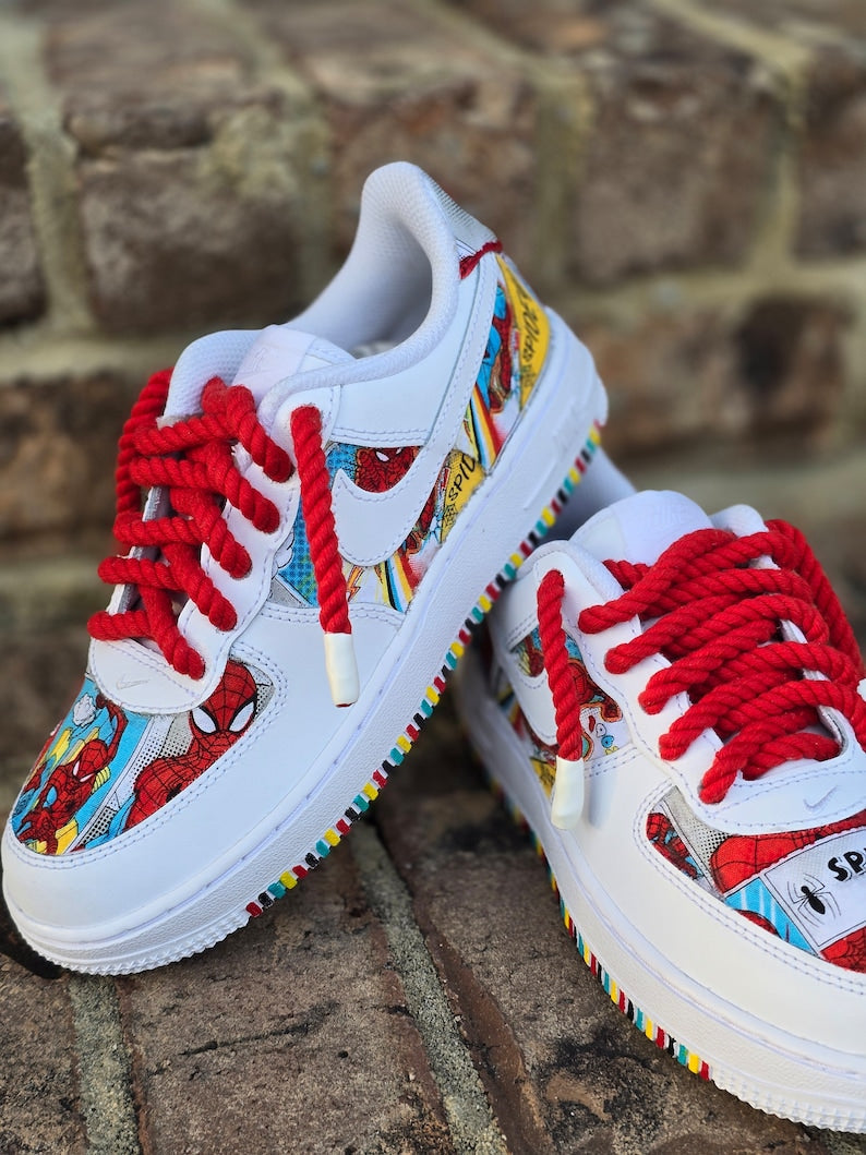 Custom Air Force 1 White Spider Man Comic Pattern