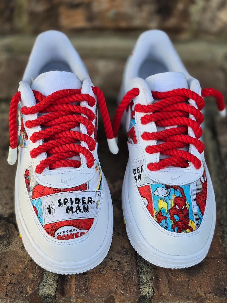 Custom Air Force 1 White Spider Man Comic Pattern
