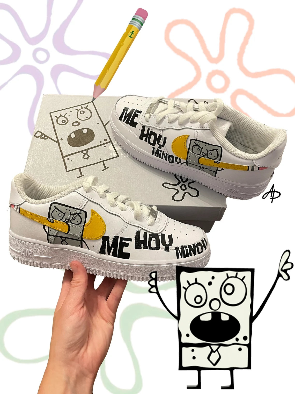 Custom Air Force 1 White SpongeBob SquarePants Cartoon-shecustomize