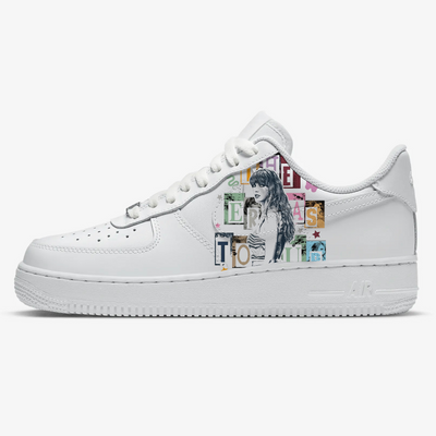 Custom Air Force 1 White Taylor Swift Pattern With Colorful Letters-shecustomize