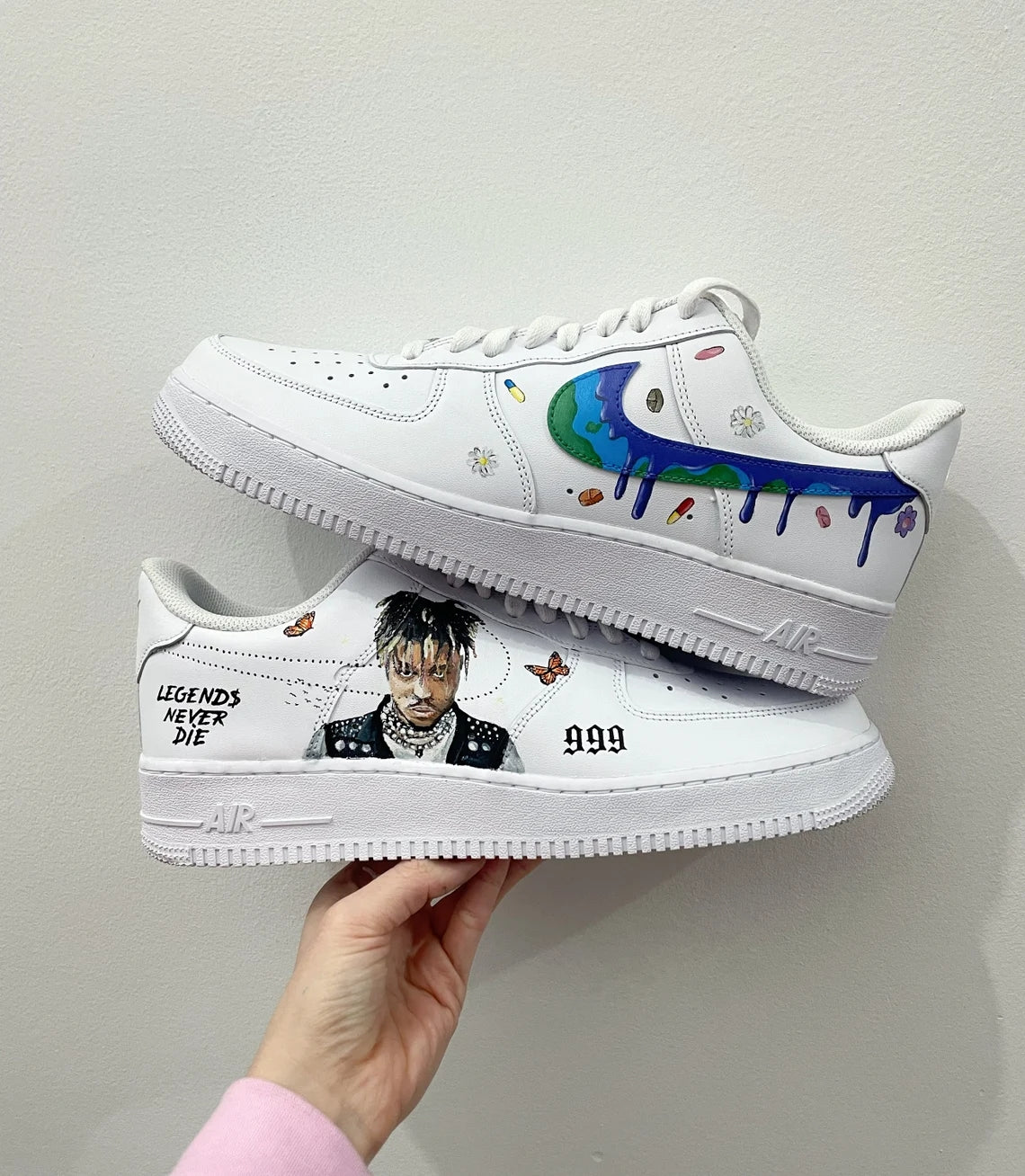 Custom Air Force 1 White With Butterfly Drips And Portrait Graphics-shecustomize