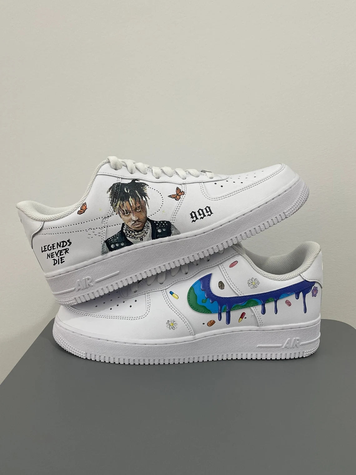 Custom Air Force 1 White With Butterfly Drips And Portrait Graphics-shecustomize