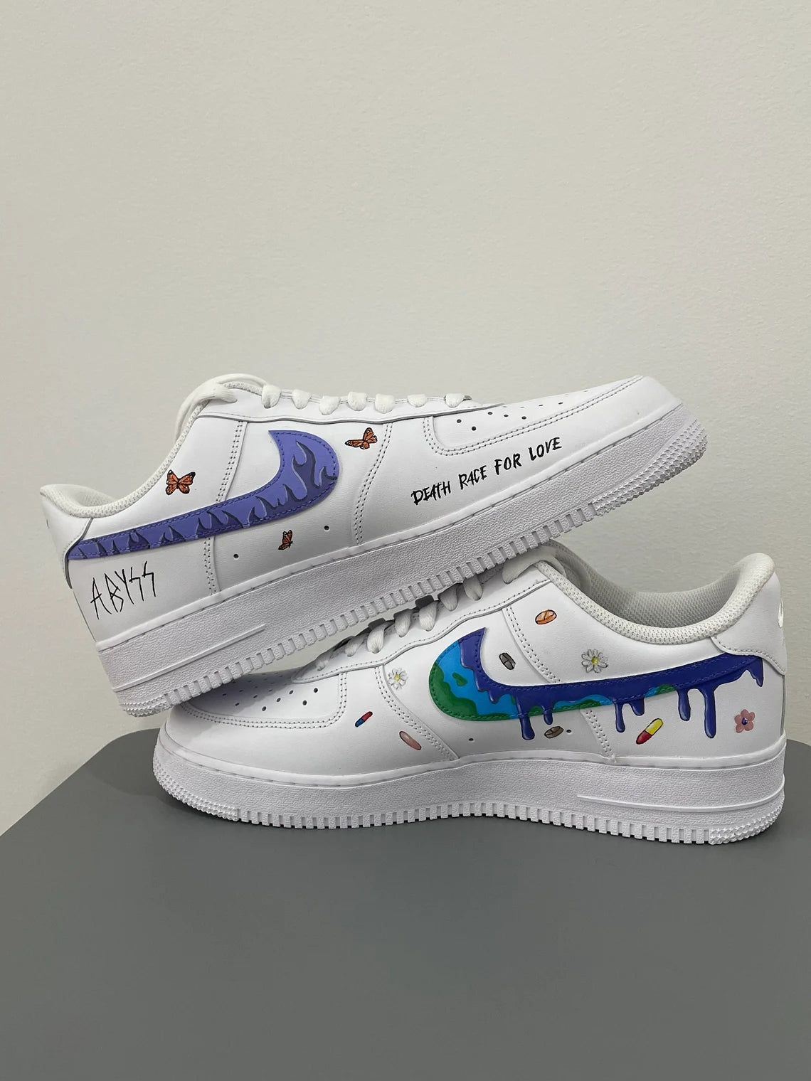 Custom Air Force 1 White With Butterfly Drips And Portrait Graphics-shecustomize