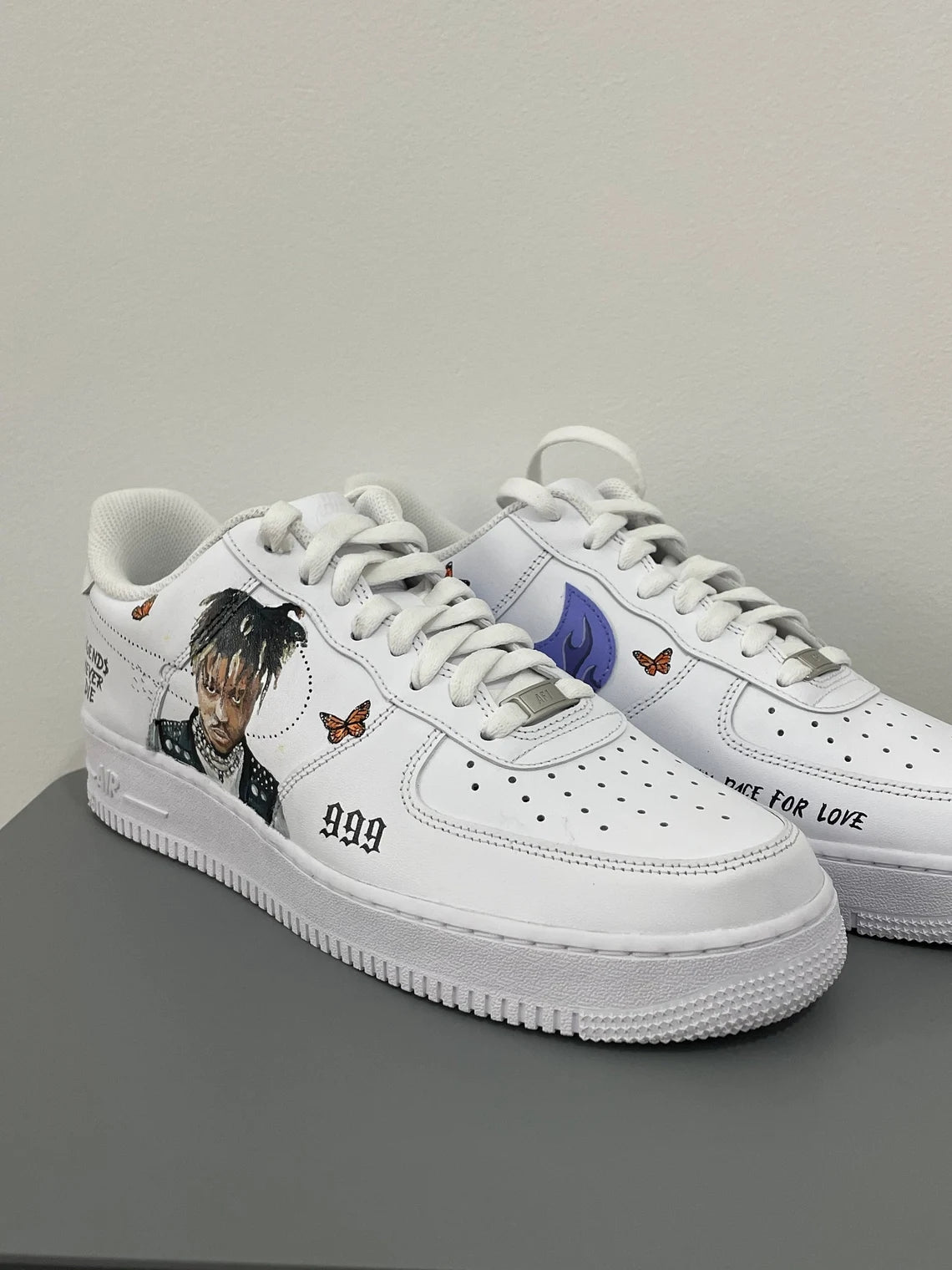 Custom Air Force 1 White With Butterfly Drips And Portrait Graphics-shecustomize