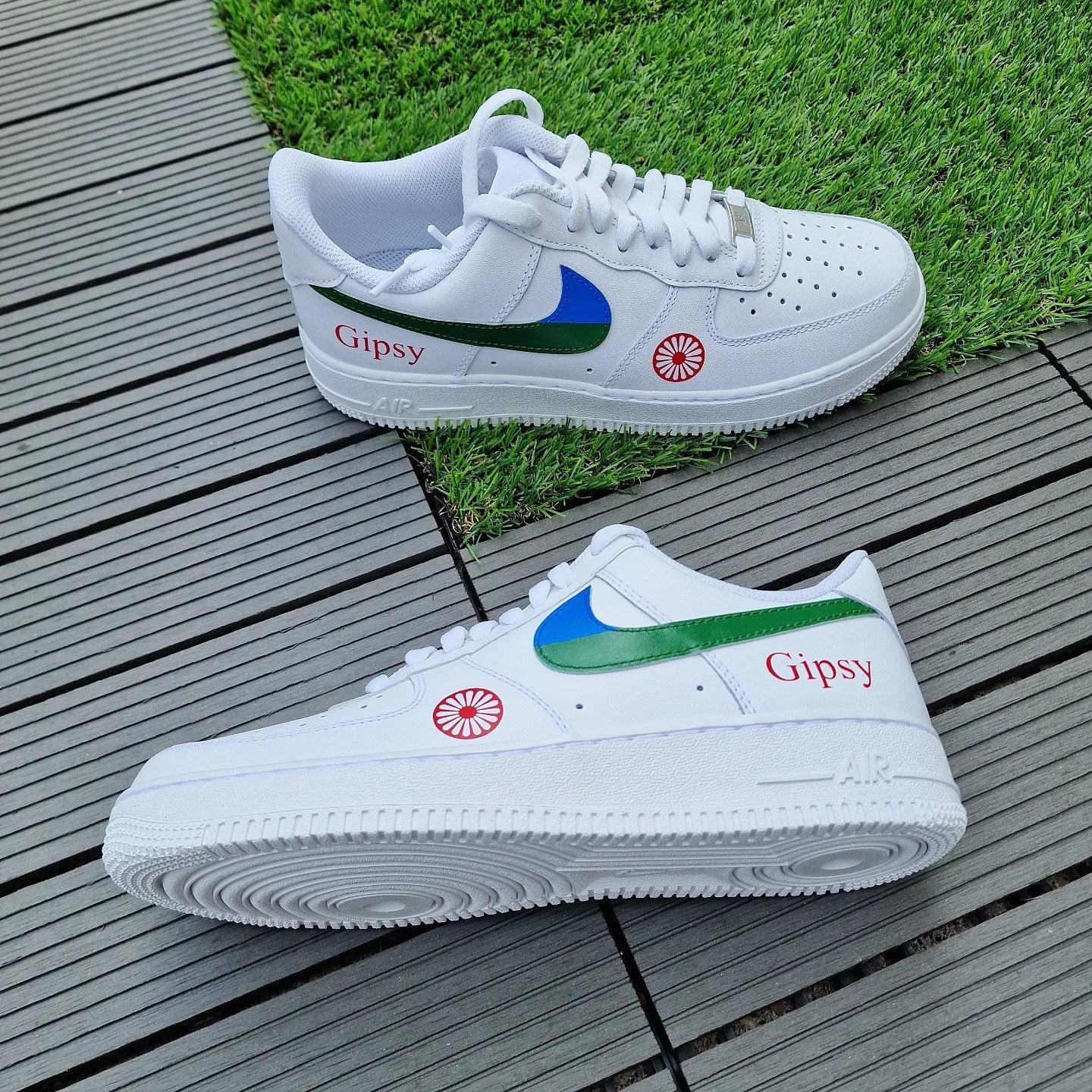 Custom Air Force 1 White With Gipsy Text And Red Flower Logo-shecustomize