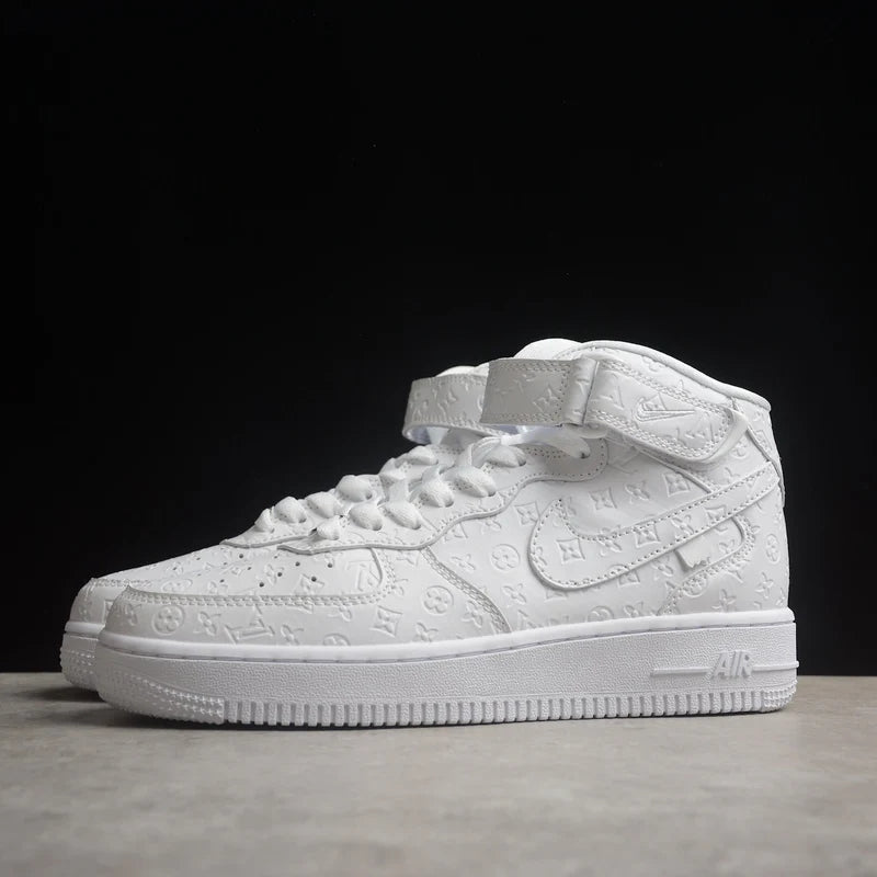 Custom Air Force 1 White With LV Embossed Design
