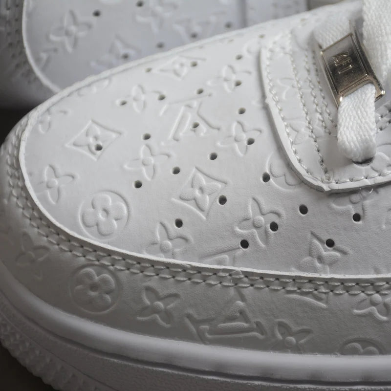 Custom Air Force 1 White With LV Embossed Design