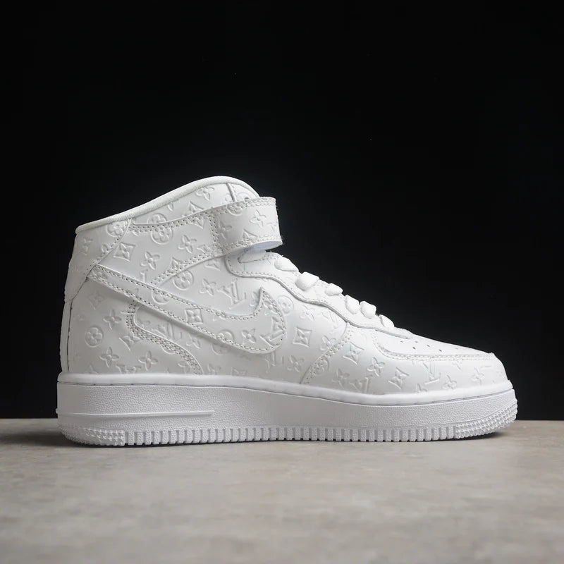 Custom Air Force 1 White With LV Embossed Design