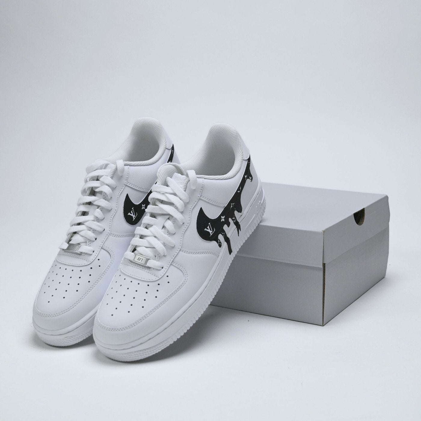 Custom Air Force 1 White With LV Logo Pattern
