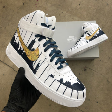 Custom Air Force 1 White With Piano Keys And Gold Swoosh