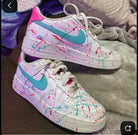 Custom Air Force 1 White With Pink Blue Splatter-shecustomize