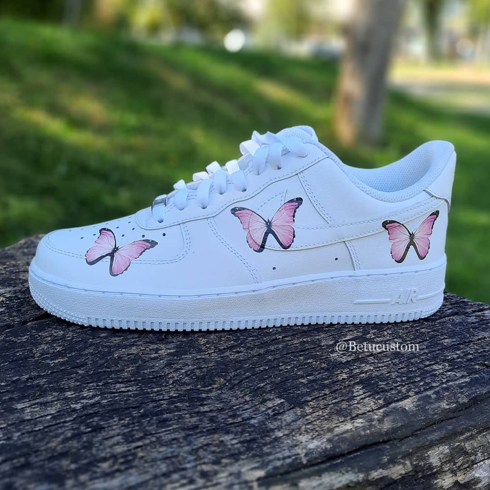 Custom Air Force 1 White With Pink Butterflies-shecustomize