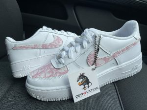 Custom Air Force 1 White With Pink Dior Logo Pattern