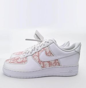 Custom Air Force 1 White With Pink Dior Pattern