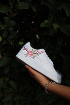 Custom Air Force 1 White With Pink Flower Embroidery-shecustomize