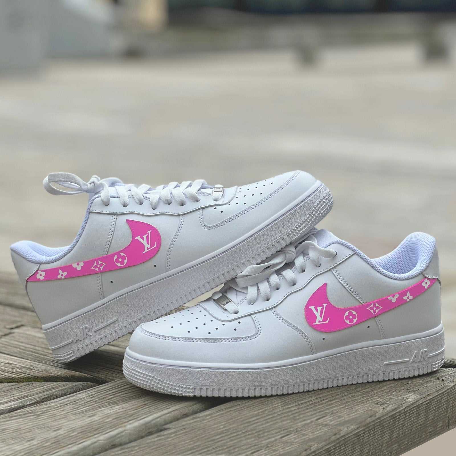 Custom Air Force 1 White With Pink LV Pattern