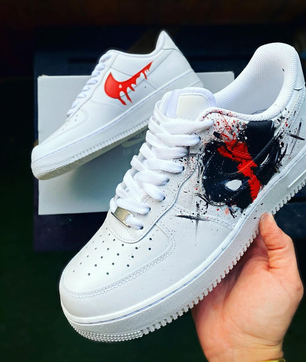 Custom Air Force 1 White With Red And Black Graffiti-shecustomize