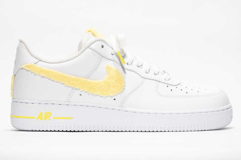 Custom Air Force 1 White Yellow Swoosh Fleece Material-shecustomize