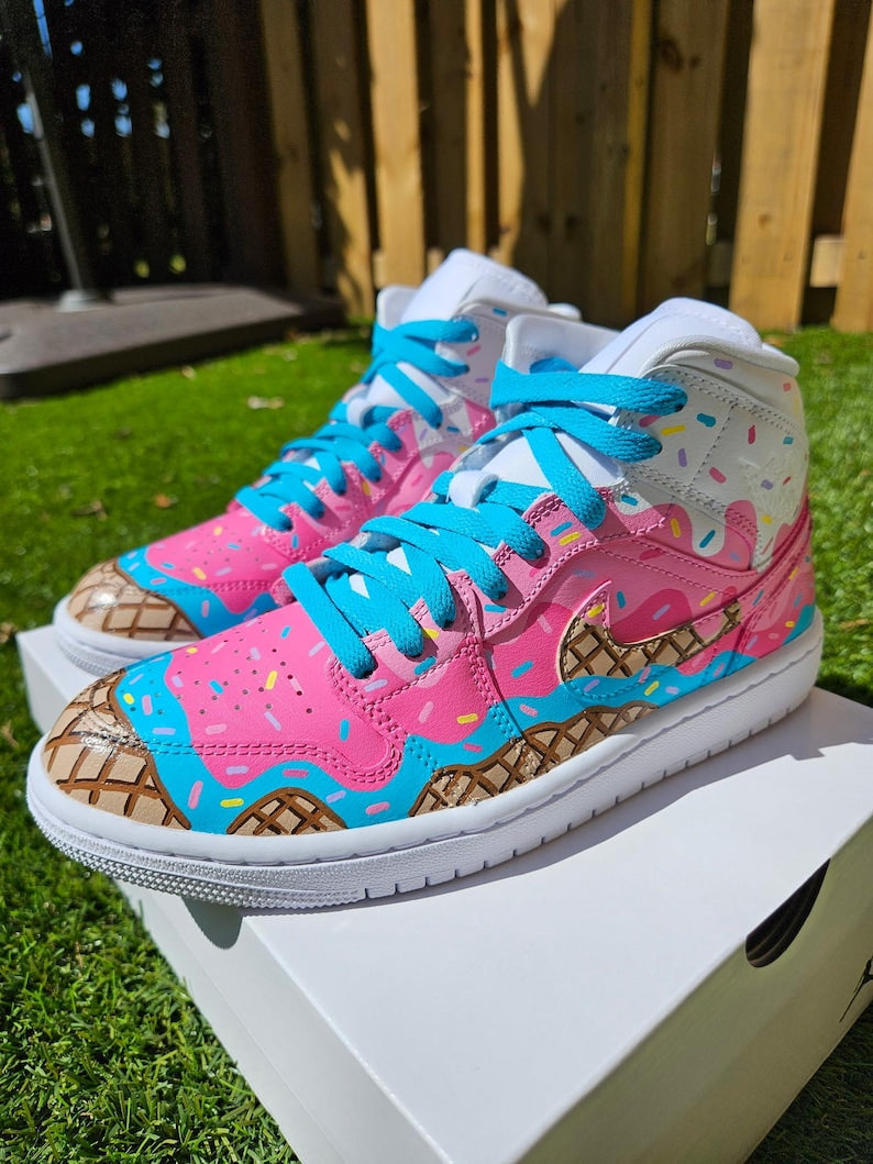 Custom Air Jordan 1 Baby Pink Ice - Cream