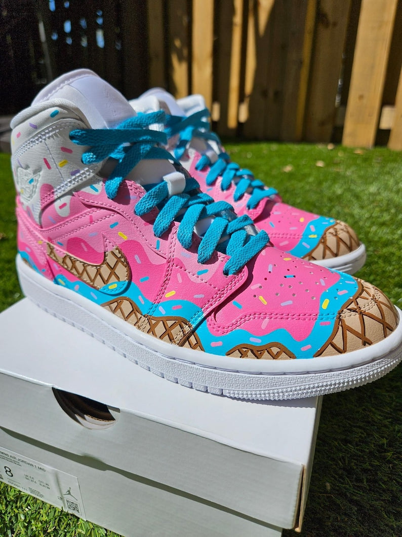 Custom Air Jordan 1 Baby Pink Ice - Cream
