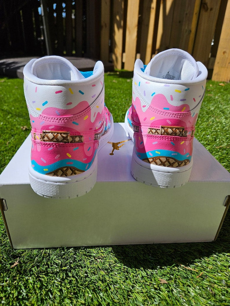 Custom Air Jordan 1 Baby Pink Ice - Cream