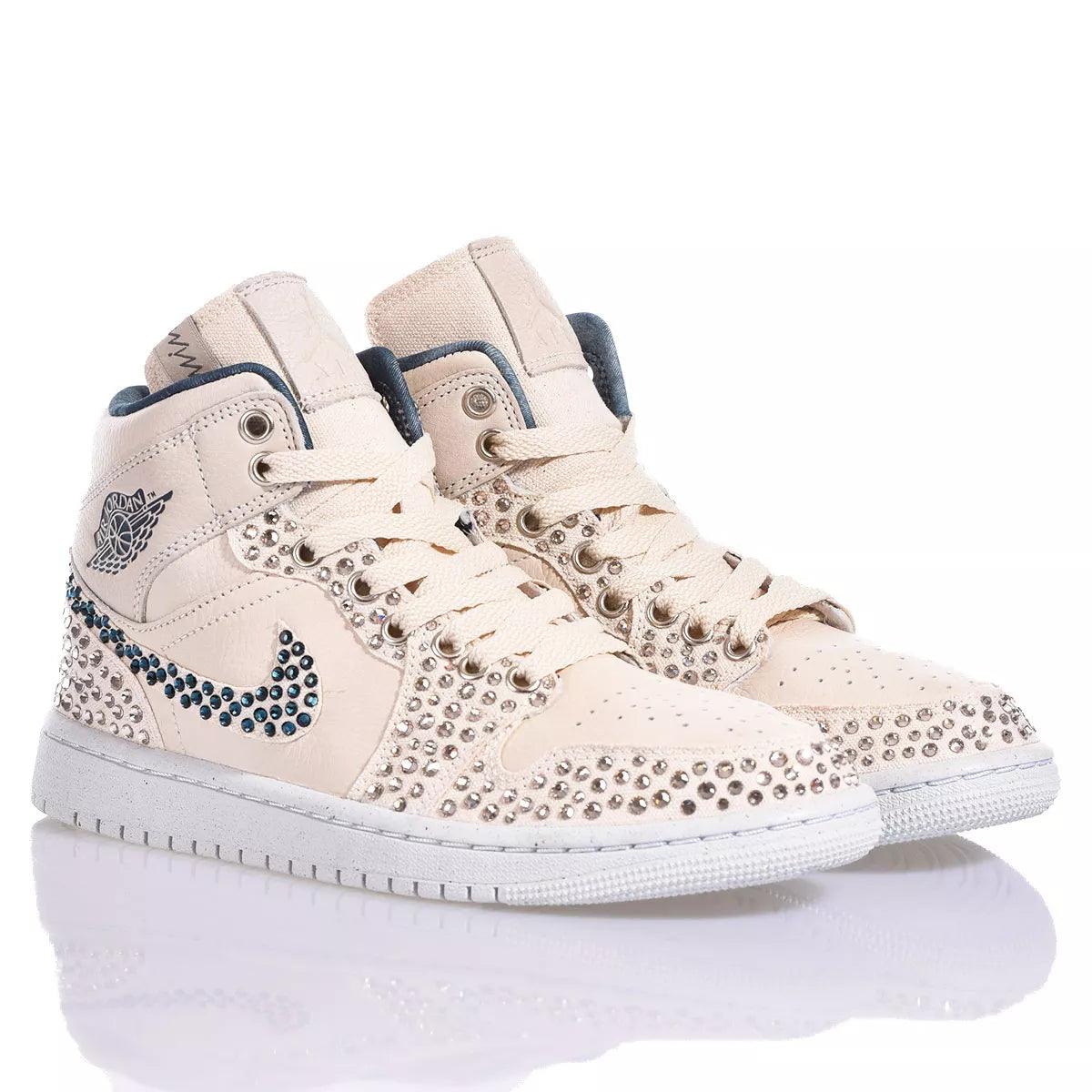 Custom Air Jordan 1 Beige Rhinestone