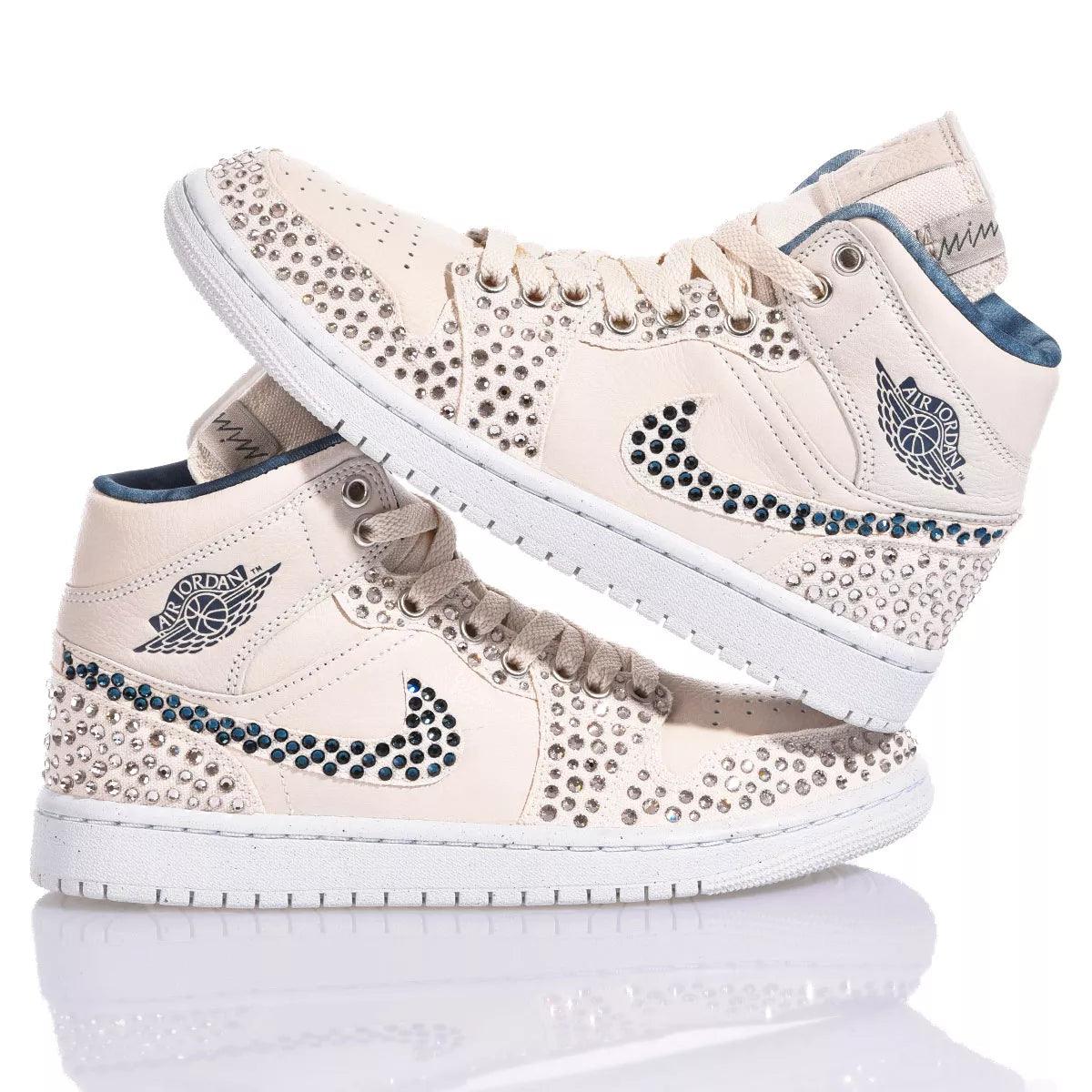 Custom Air Jordan 1 Beige Rhinestone