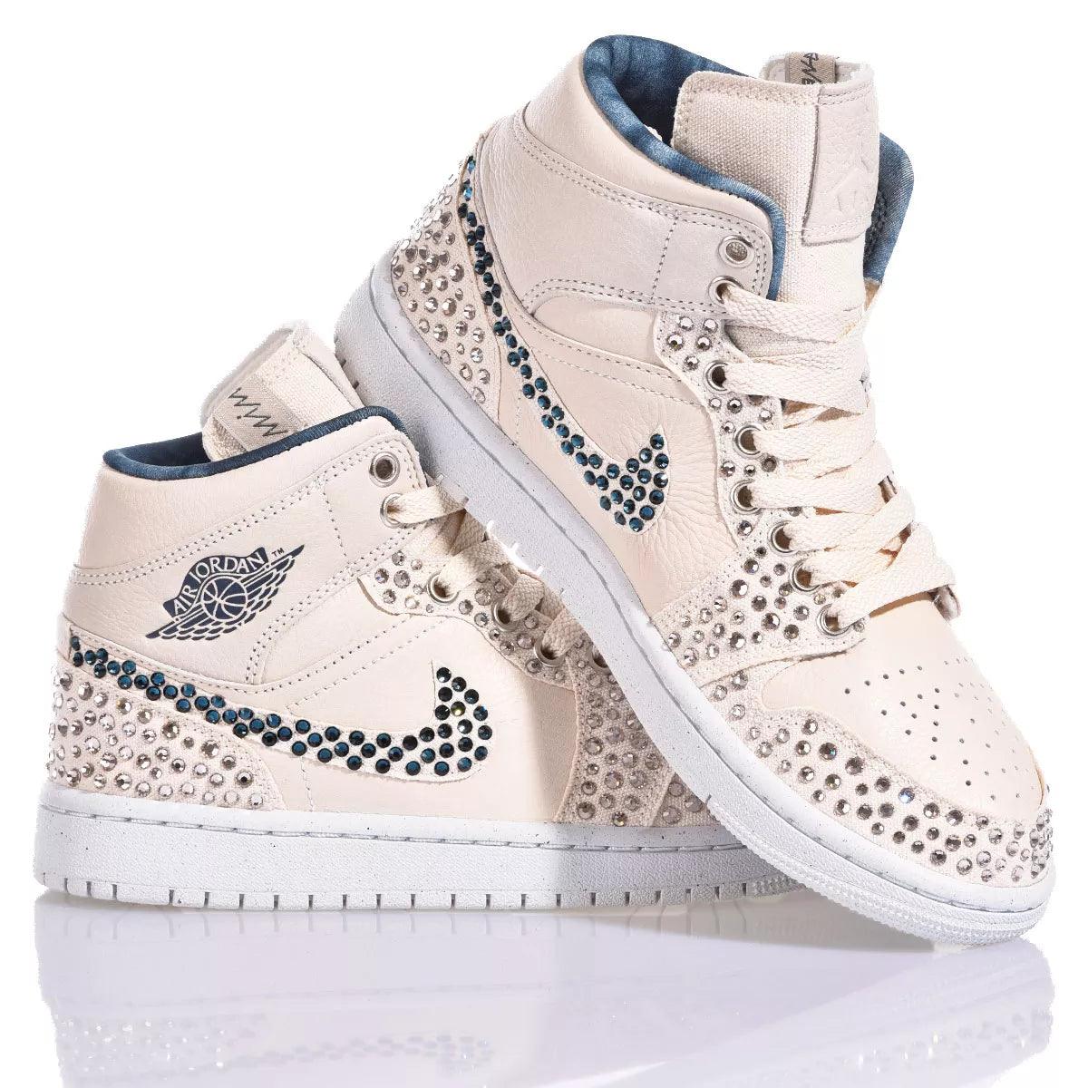Custom Air Jordan 1 Beige Rhinestone